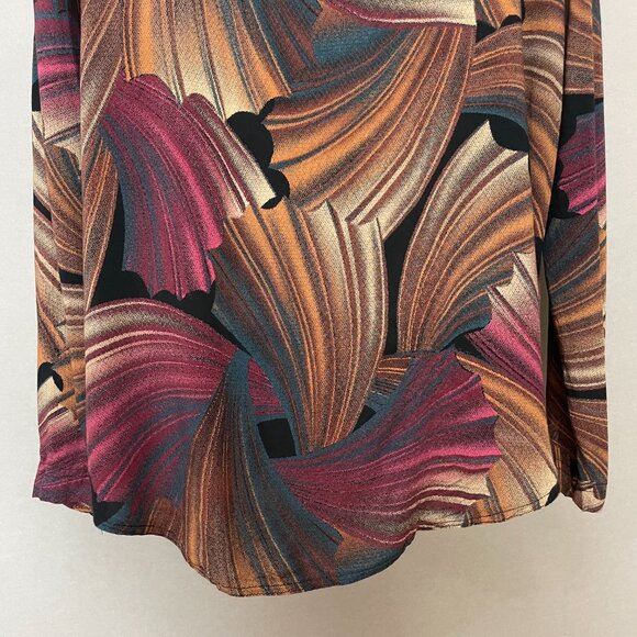 Vintage Blouse Graphic Pattern Handmade FLAWS Long Sleeve Fish Tail Secretary - Picture 6 of 13